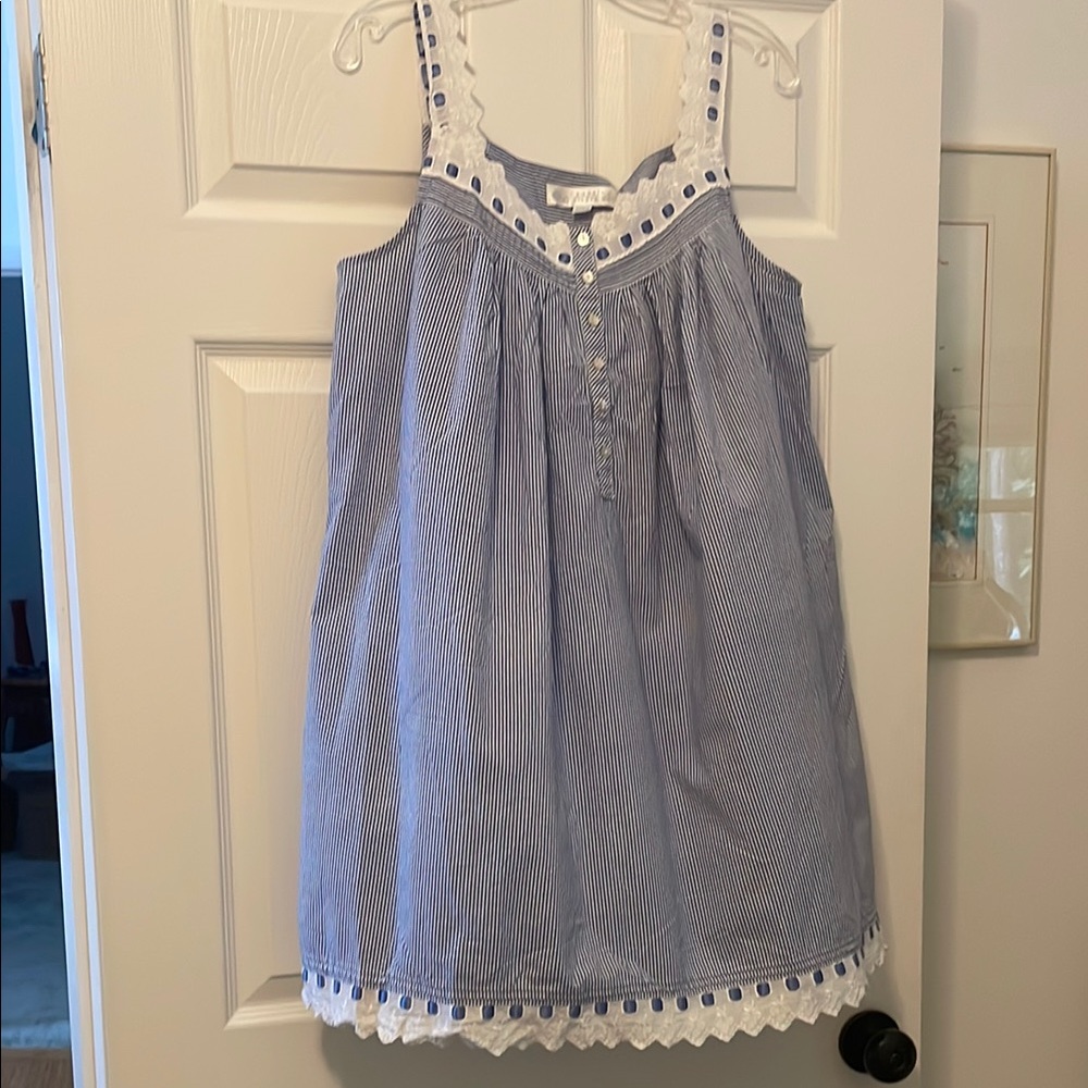 Blue and White Striped Sleeveless Dress